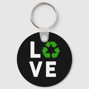 Funny Recycling Symbol Environmental Planet I Love Key Ring