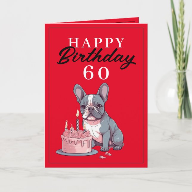 Funny Red and Black Bulldog Husband Birthday Card (Front)