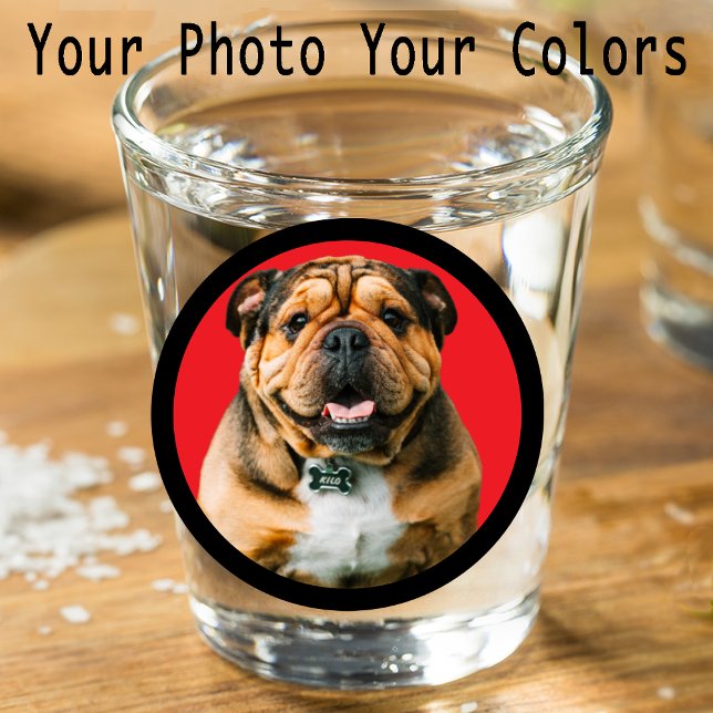 Funny Red and Black Unique Bulldog Photo Gift Shot Glass (Creator Uploaded)