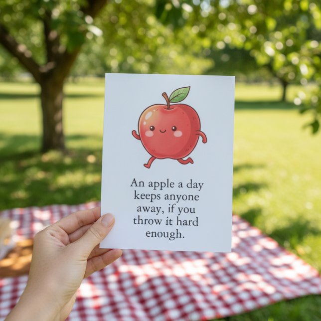 Funny Red Apple Eat a Red Apple Day Thank You Card (Creator Uploaded)