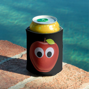 Funny Red Apple with Googly Eyes Can Cooler