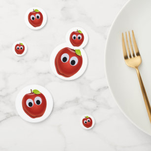 Funny Red Apple with Googly Eyes Confetti
