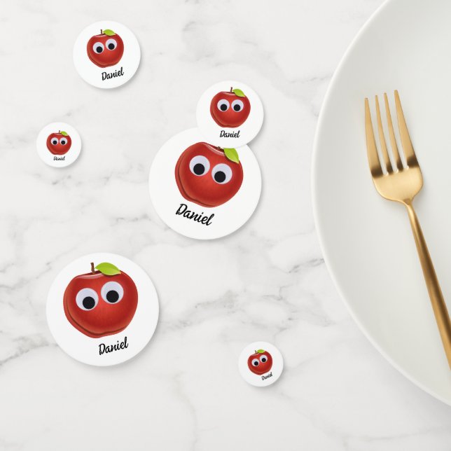 Funny Red Apple with Googly Eyes  Confetti (Group)