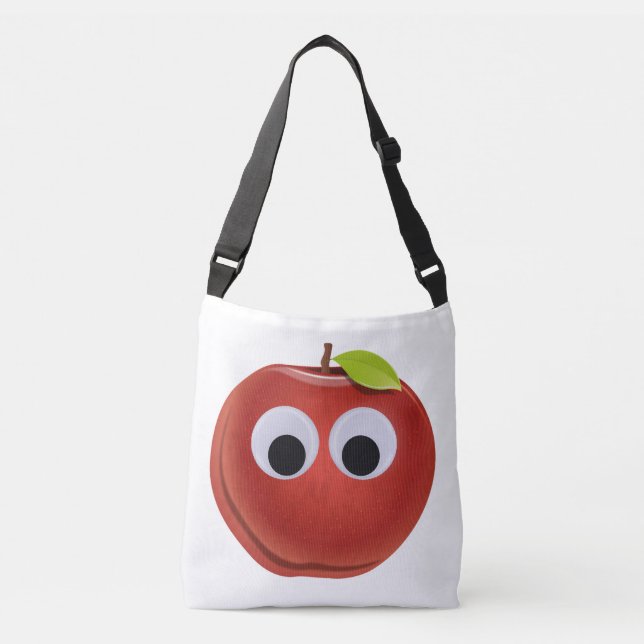 Funny Red Apple with Googly Eyes  Crossbody Bag (Front)