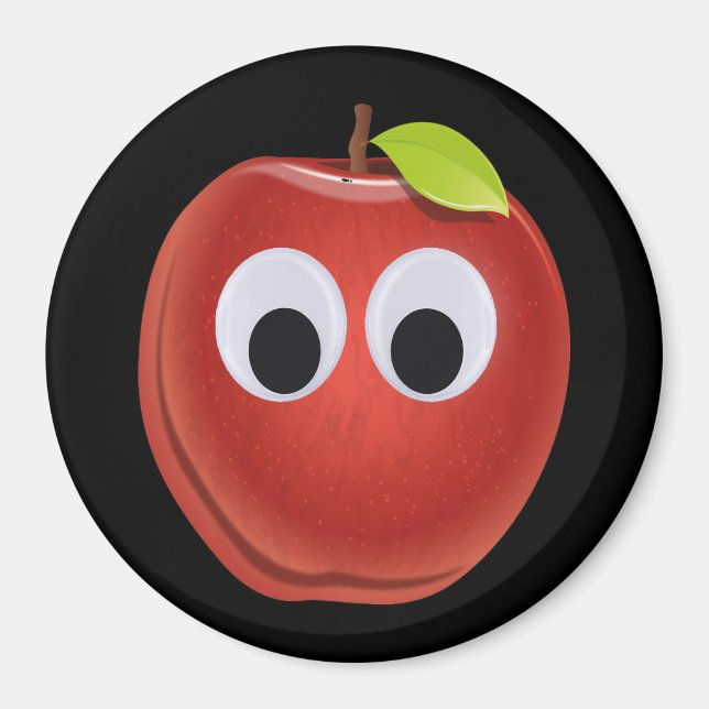 Funny Red Apple with Googly Eyes  Magnet (Front)