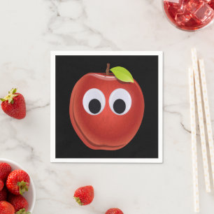 Funny Red Apple with Googly Eyes Napkin