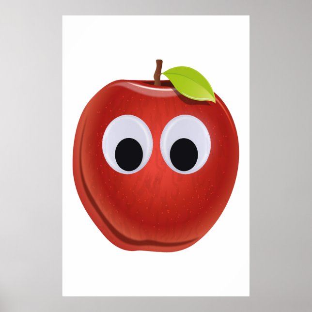 Funny Red Apple with Googly Eyes  Poster (Front)