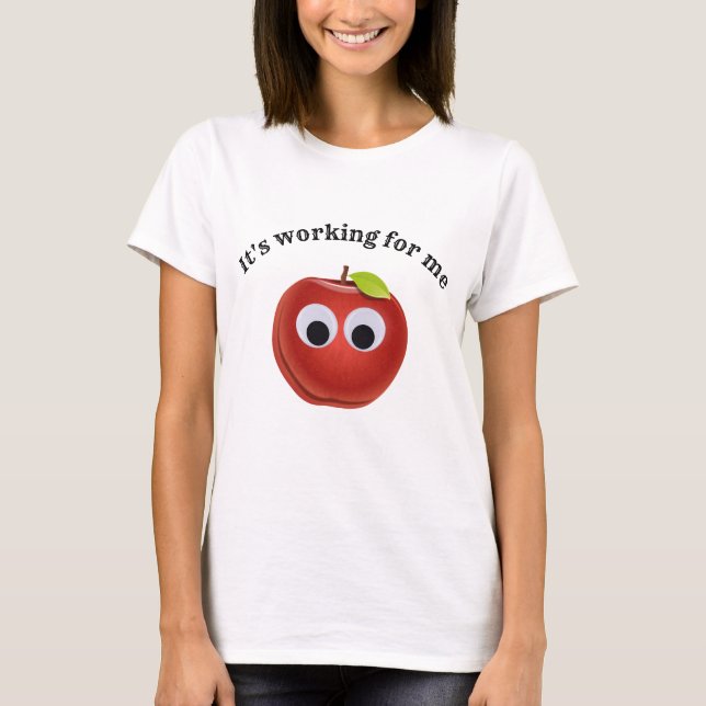 Funny Red Apple with Googly Eyes  T-Shirt (Front)