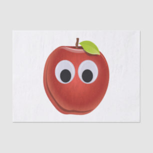 Funny Red Apple with Googly Eyes  Tissue Paper