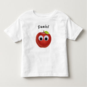Funny Red Apple with Googly Eyes  Toddler T-Shirt