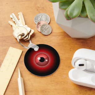Funny Red Black Evil Devil Eye Magic Art Key Ring