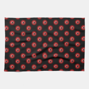 Funny Red Black Evil Devil Eye Magic Art Tea Towel