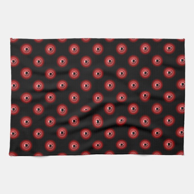 Funny Red Black Evil Devil Eye Magic Art Tea Towel (Horizontal)