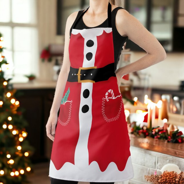 Funny red black winter Christmas Santa Claus suit Apron (Funny red black winter Christmas Santa Claus suit Apron)