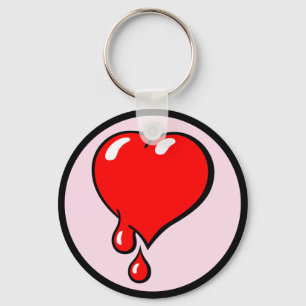 Funny Red Bleeding Heart Liberal Pop Art Key Ring