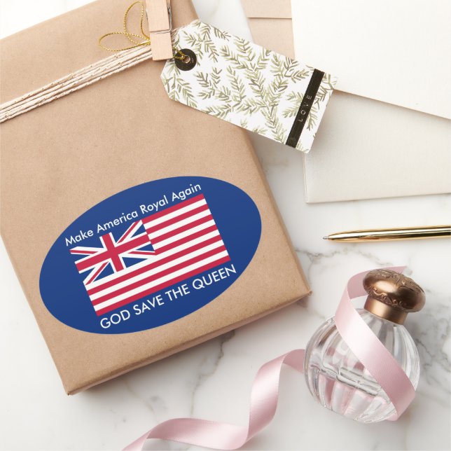 Funny Red Blue Make America Royal Again Art Oval Sticker (Gifting)