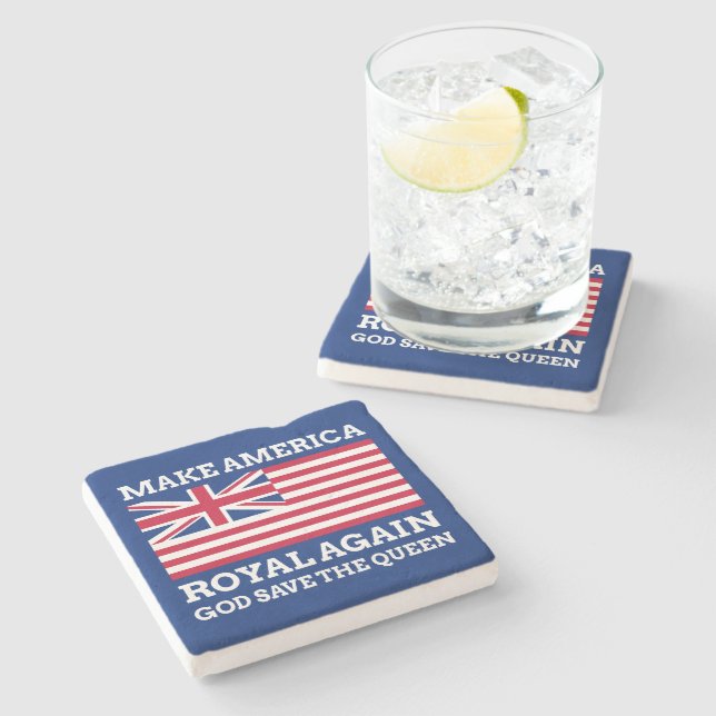 Funny Red Blue Make America Royal Again Flag Stone Coaster (Side)