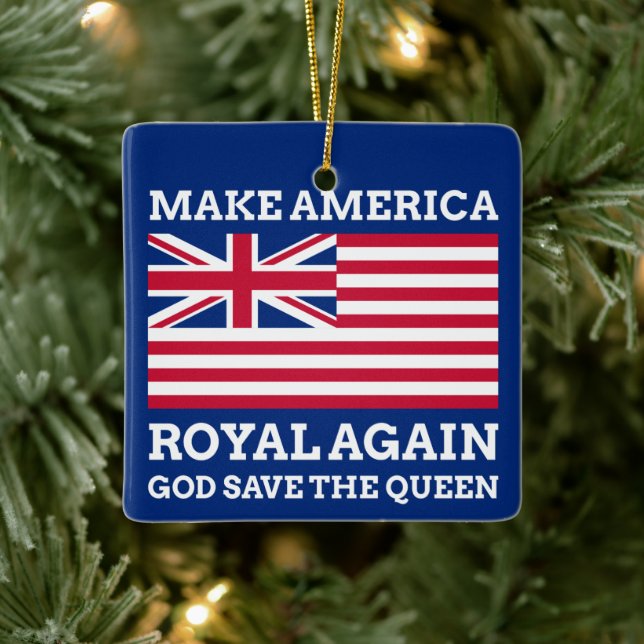 Funny Red Blue Make America Royal Again Graphic Ceramic Ornament (Tree)