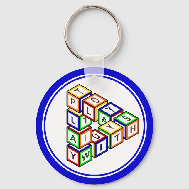 Funny Red Blue Yellow Green Kid Toy Blocks Key Ring (Front)