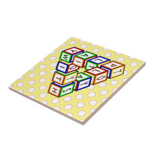 Funny Red Blue Yellow Green Toy Blocks Art Ceramic Tile