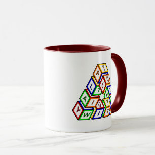 Funny Red Blue Yellow Green Toy Blocks Art Mug