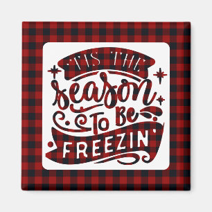Funny Red Buffalo Plaid Tis the Season Christmas  Magnet