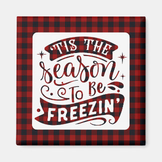 Funny Red Buffalo Plaid Tis the Season Christmas  Magnet