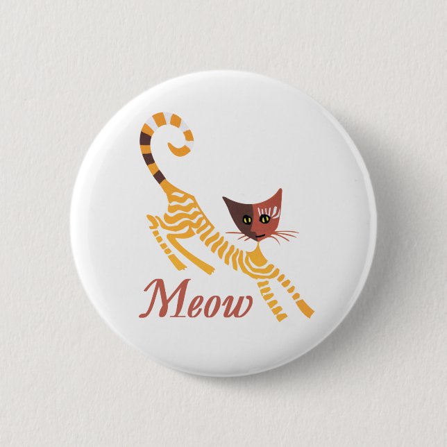 Funny red cat 6 cm round badge (Front)