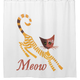 Funny red cat shower curtain