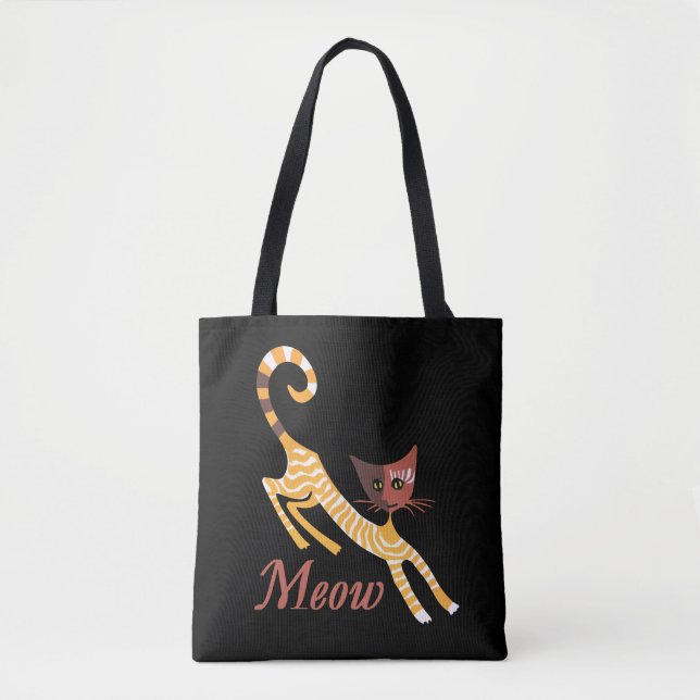 Funny red cat tote bag (Front)