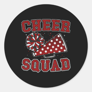 Funny Red Cheerleading Cheerleader Cheer Squad Wom Classic Round Sticker