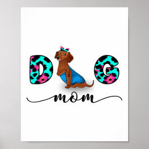 Funny Red Dachshund Tattoo I Love You Dog Mum Leop Poster