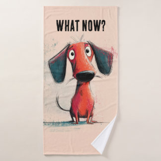 Funny Red Dog – Whimsical Cartoon Pet Art Bath Towel