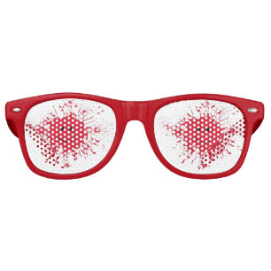 FUNNY RED EMOJI, LIKE TOMATO KETCHUP SPLASH STAIN RETRO SUNGLASSES