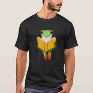 Funny Red Eyed Tree Frog Read Book T-Shirt