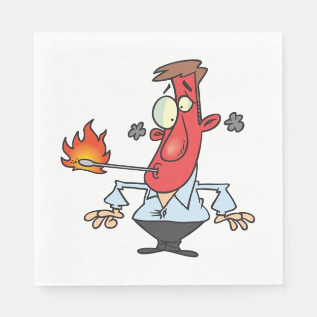 Funny Red Face Man with Thermometer Fever Napkin (Front)