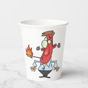 Funny Red Face Man with Thermometer Fever Paper Cups