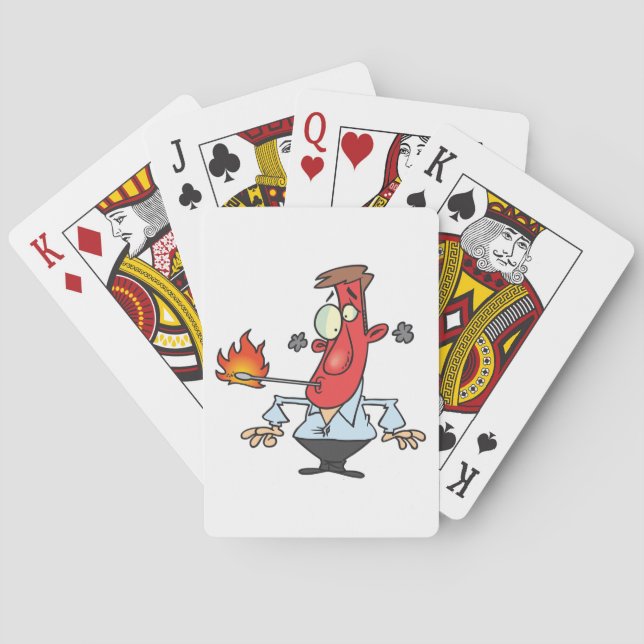 Funny Red Face Man with Thermometer Fever Playing Cards (Back)
