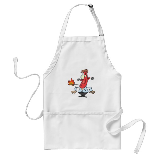 Funny Red Face Man with Thermometer Fever Standard Apron (Front)
