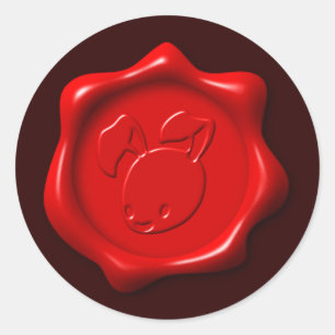 Funny Red Faux Wax Seal Bunny