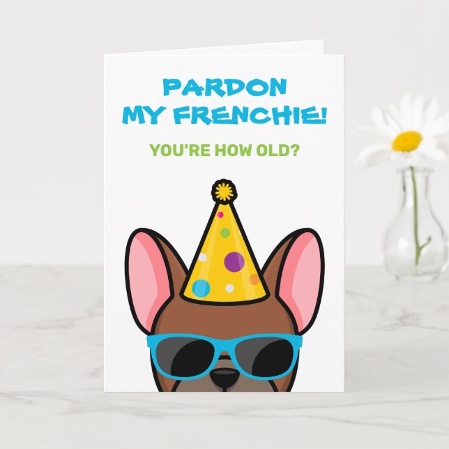 Funny Red Fawn French Bulldog Frenchie Birthday Card (Small Plant)