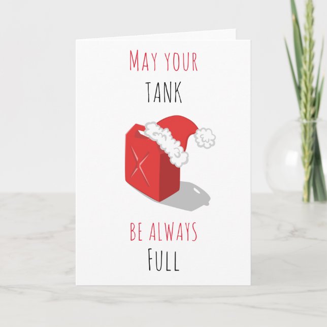 Funny Red Gas Can Christmas Joke Humourous Fun Thank You Card (Front)