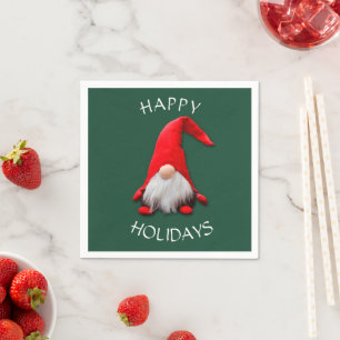 Funny Red Gnome Christmas Napkin