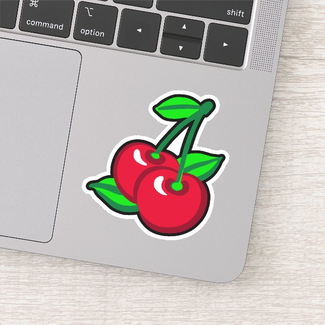 Funny Red Green Black Cherries Fruit Cartoon Art (Detail)