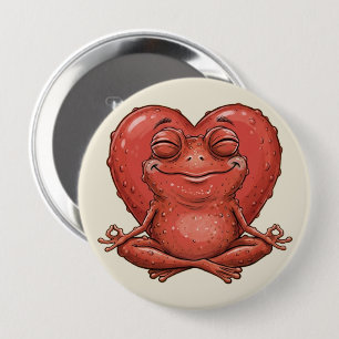 Funny Red Heart Frog Meditation Pin - Funny Animal