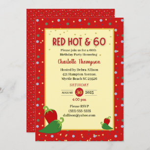 Funny Red Hot 60th  Birthday Invitations