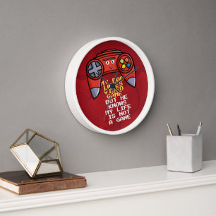 Funny Red Joystick Father's Day Greeting Clock