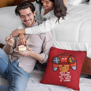 Funny Red Joystick Father's Day Greeting Cushion