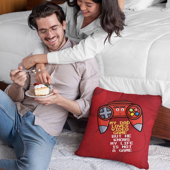 Funny Red Joystick Father's Day Greeting Cushion (Creator Uploaded)