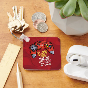 Funny Red Joystick Father's Day Greeting Key Ring